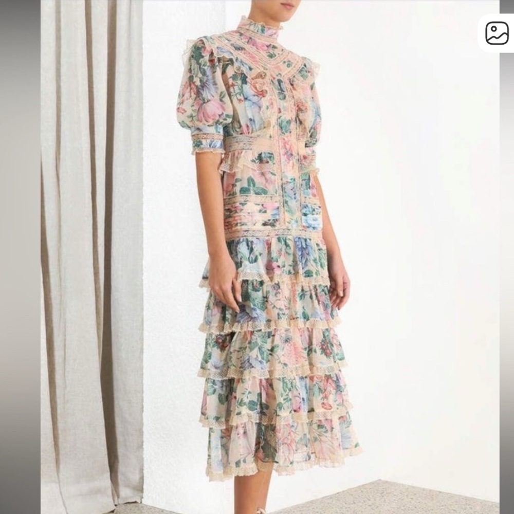 Zimmermann Multicolor Floral Midi Dress size 1
